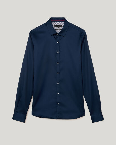 Accent Stretch Long Sleeve Shirt, Navy, hi-res